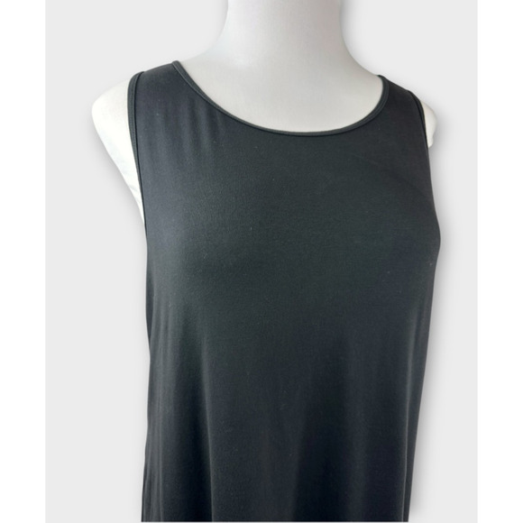Eileen Fisher Stretch Jersey Knit Round Neck Dress Maxi Sleeveless Black Size XL - Picture 5 of 16